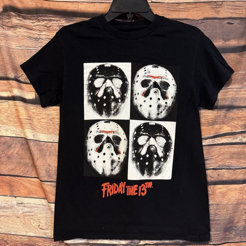Friday The 13th Jason Mask T-Shirt Mens Small S Black Horror Movie Slasher